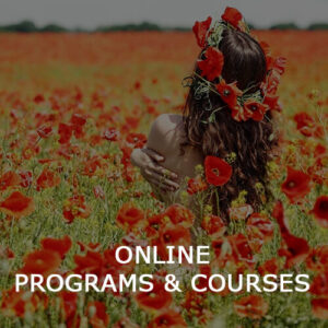 woman in red field